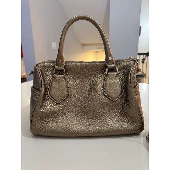 Cole Haan Metallic Bronze Carry-All Satchel Shoulder Bag – Leather Purse - Picture 4 of 5